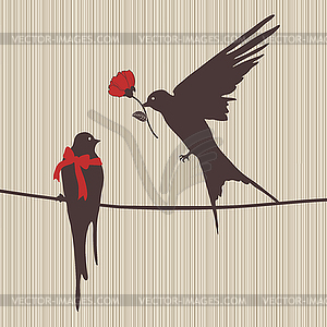 Birds in love - vector image