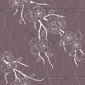 Beautiful seamless pattern with sakura - vector clip art