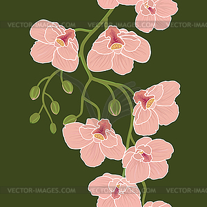 Seamless wallpaper with orchid flowers - vector clipart