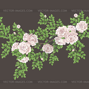 Retro seamless pattern with roses - vector clipart