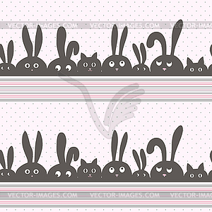 Background with rabbits and kittens - vector EPS clipart