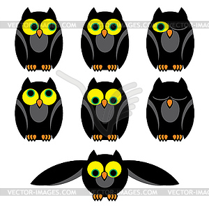 Owls set - vector image
