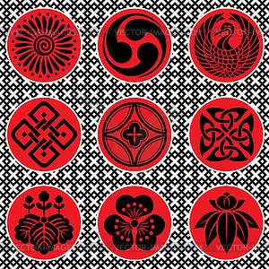 Japan ornament elements - vector image
