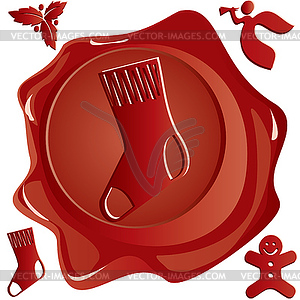 Christmas wax seal - vector image