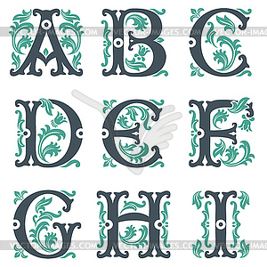 Vintage alphabet. Part 1 - vector image