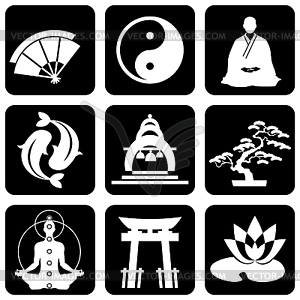 Буддизм знаки значки - векторный клипарт