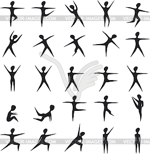 Set of stylized fitness women silhouettes - vector image