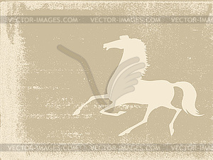 Лошадь силуэт на фоне гранж, - векторизованное изображение