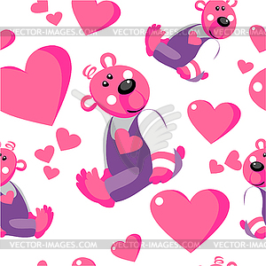 Seamless emo bear ornament - vector clipart