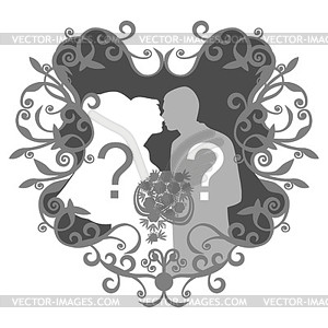 Wedding couple  - white & black vector clipart