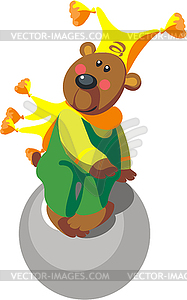 Медведь с мячом цвет  - векторизованный клипарт