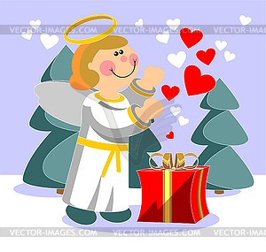 Smiling angel - vector image