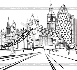 Sketch silhouette of London - vector image