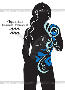 Silhouette of a girl interpretation zodiac sign - vector image
