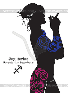 Silhouette of a girl interpretation zodiac sign - vector image