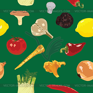Seamless background with vegetables - vector clipart