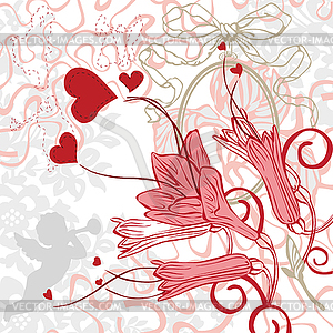 Romantic background with bright flowers - vector clipart