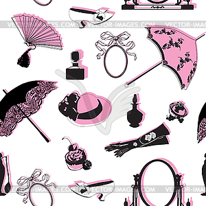 Seamless background with retro objects - vector clip art