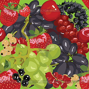 Seamless bright background with berries - vector clipart