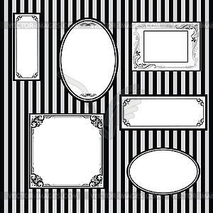 Wall with frames for paintings - vector clipart