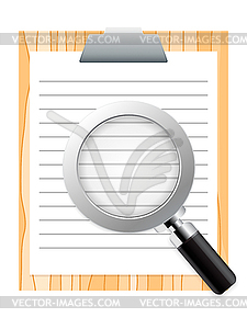 Clipboard and magnifying glass - vector clipart