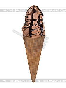 Chocolate ice cream cone - color vector clipart