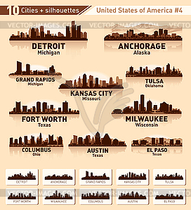Skyline city set. 10 cities of USA - vector image