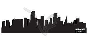 Miami, Florida skyline. Detailed silhouette - vector clipart