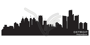 Detroit, Michigan skyline. Detailed silhouette - vector clipart