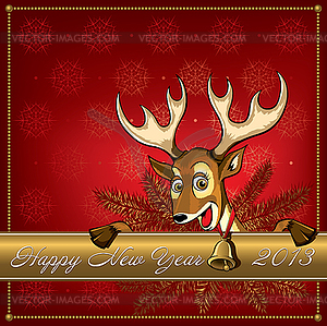 Christmas Deer. Greeting card - vector image