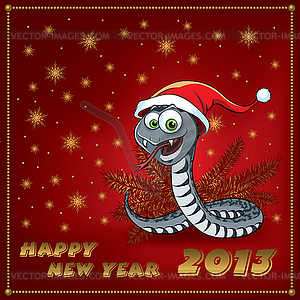 New Year Snake. Greeting Card - vector image