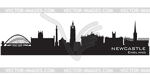 Newcastle, England skyline. Detailed silhouette - vector image