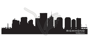 Richmond, Virginia skyline. Detailed city silhouette - white & black vector clipart