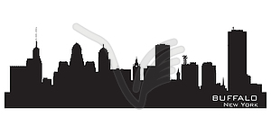 Буффало, Нью-Йорк. Подробная силуэт города - векторизованное изображение клипарта