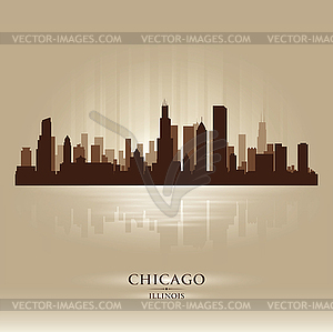 Чикаго, штат Иллинойс горизонта силуэт города - векторизованное изображение клипарта