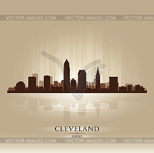 Cleveland Ohio skyline city silhouette - color vector clipart