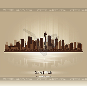 Seattle Washington skyline city silhouette - vector image