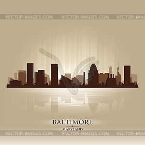 Baltimore Maryland skyline city silhouette - color vector clipart