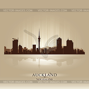 Auckland New Zealand skyline city silhouette - vector image