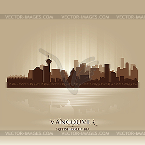 Vancouver British Columbia skyline city silhouette - vector image