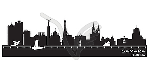 Samara Russia city skyline Detailed silhouette - vector image