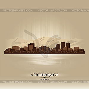 Anchorage Alaska city skyline silhouette - vector clipart