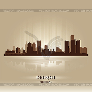 Detroit Michigan city skyline silhouette - vector clipart