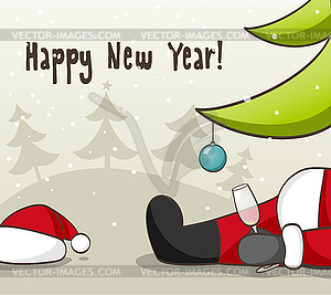 Drunk Santa Claus - vector clip art