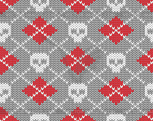 Knitted pattern with skulls - vector image