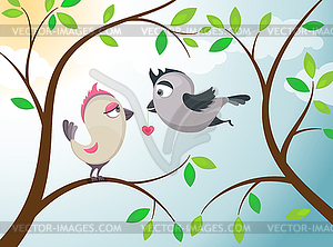 Love birds - vector clip art