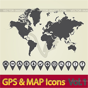 World map icon  - vector image