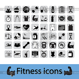 Fitness icons set - color vector clipart