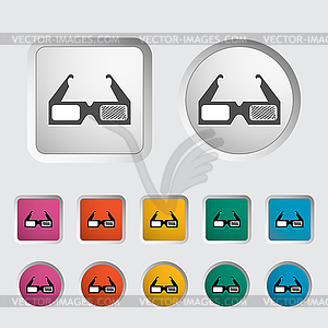 3D glasses single icon - vector image