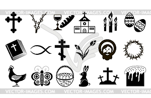 Black and White Easter Icons - vector image